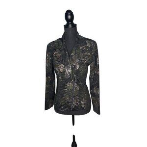 Frank Lyman Design Women’s Metallic Moto Jacket Adorned with Disco Dots S